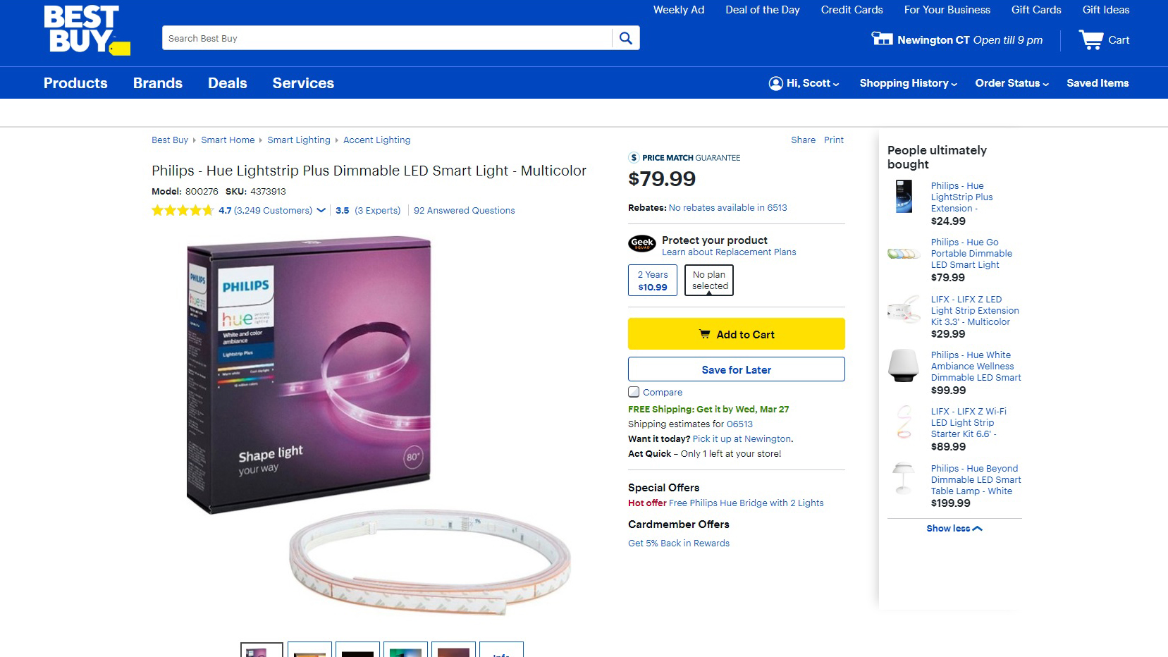 Screenshot of BestBuy product page, a competitor of Google Express.