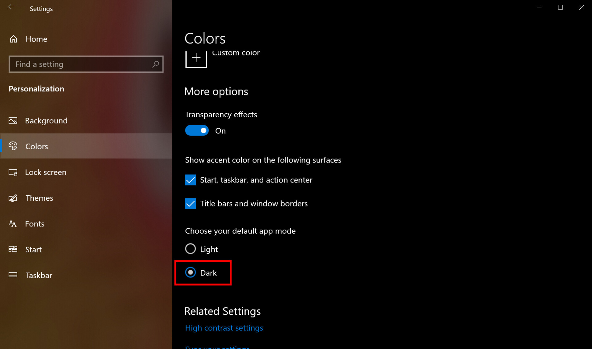 Windows 10 Colors Settings - How to enable dark mode in Windows 10