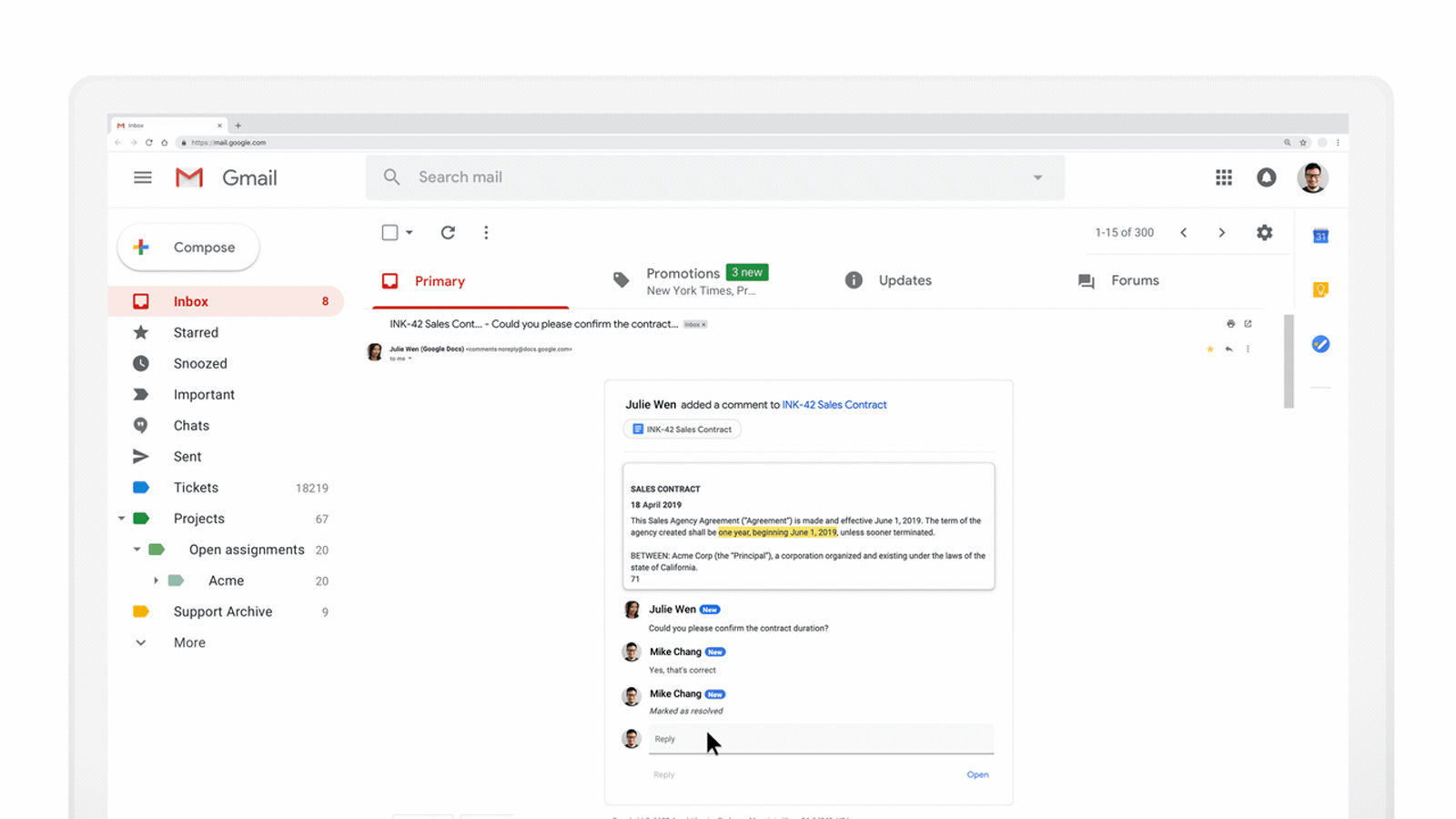 Google's AMP tech working in Gmail.