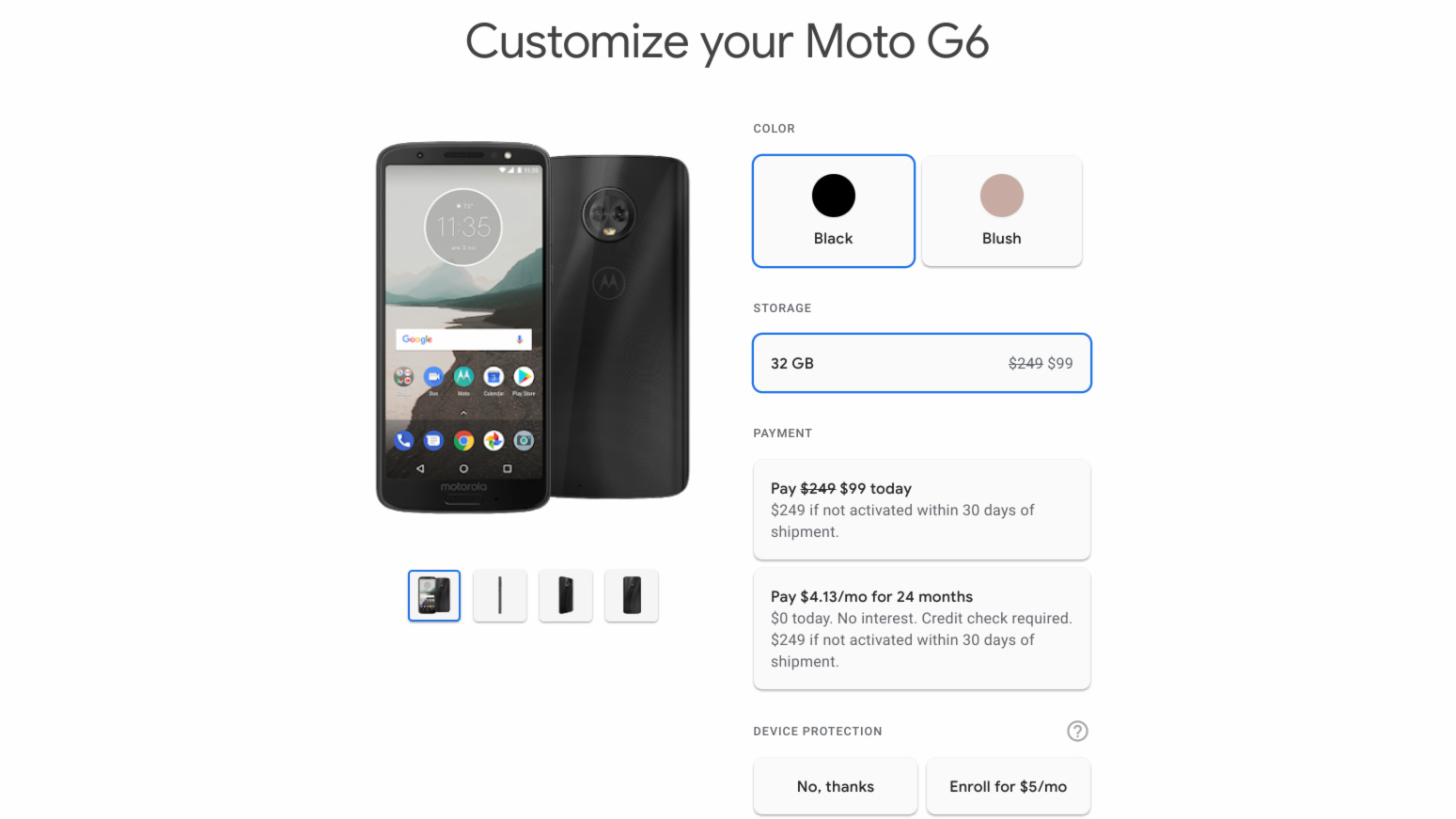 Google Fi deal on the Motorola Moto G6.