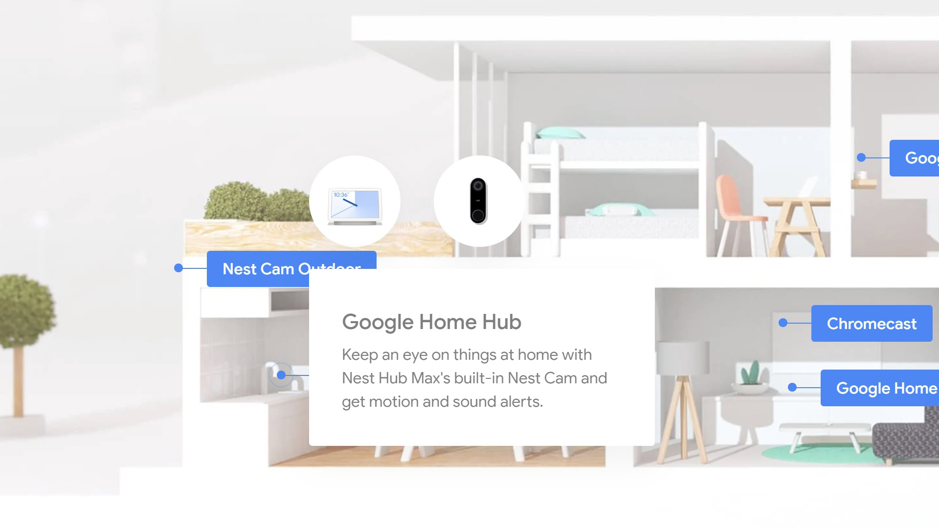 A screenshot of an official Google website where a product called the Nest Hub Max is referenced, which is an unannounced item.