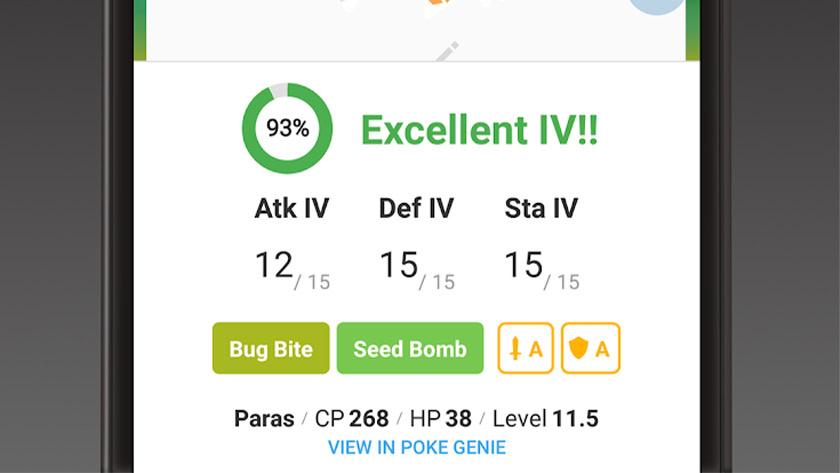 Screenshot of Poke Genie's IV caclulations 