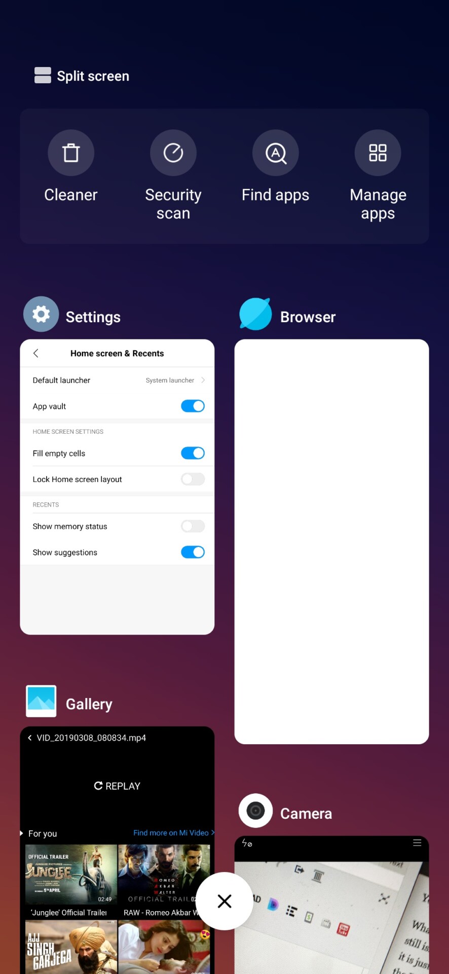 Screenshot of the Redmi Note 7 Pro Multitasking