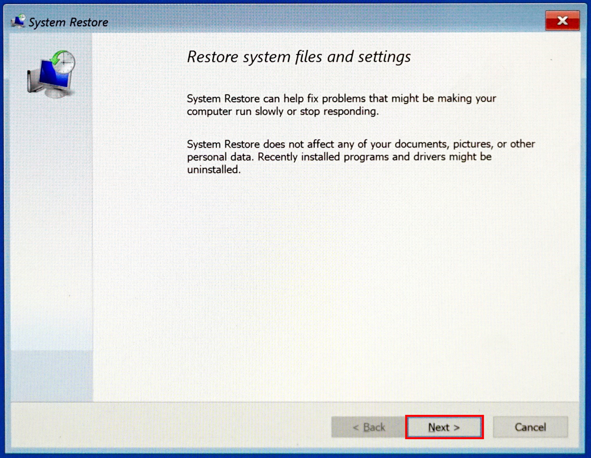 Windows 10 System Restore pop up - how to do a System Restore on Windows 10