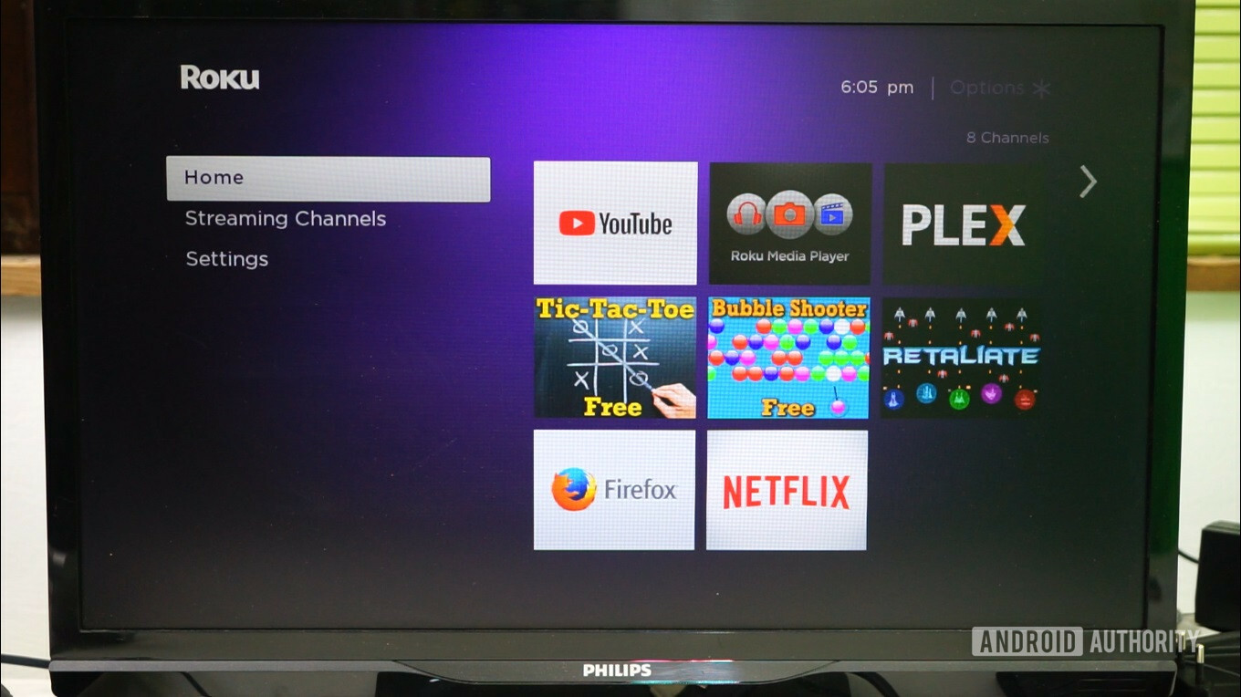 Home menu of the Roku Streaming Stick Plus connected on a Philips TV.