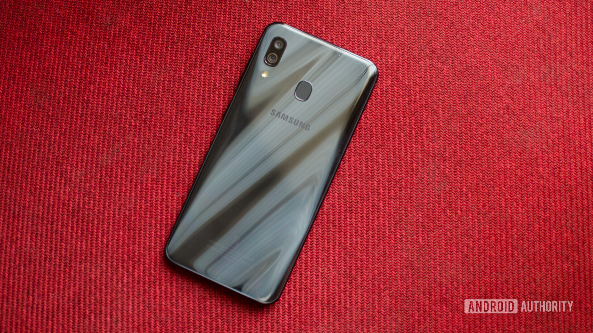 Samsung Galaxy A30 showing gradient finish on the back
