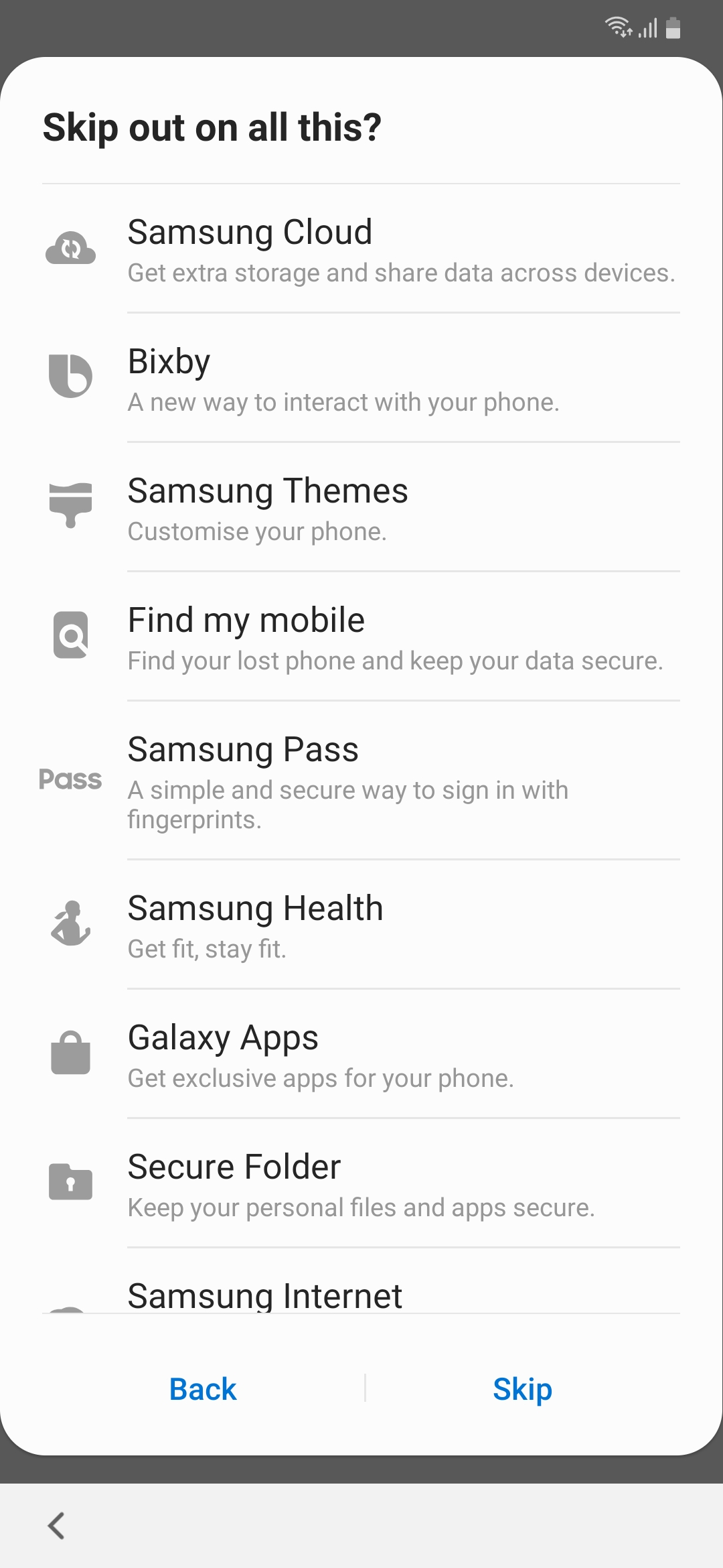 Samsung Galaxy A50 Apps