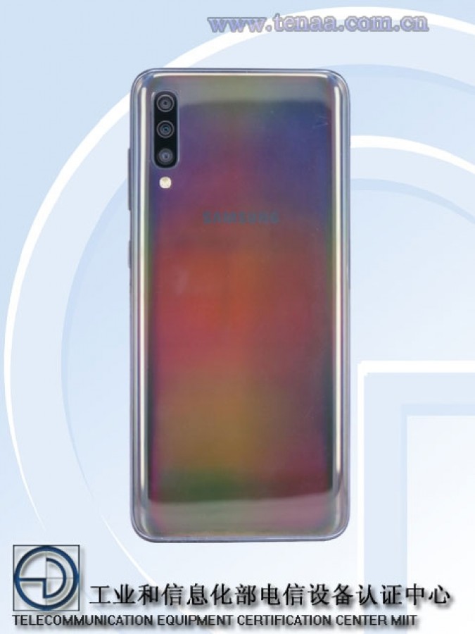 The upcoming Samsung Galaxy A70 as it appears on a TENAA listing.