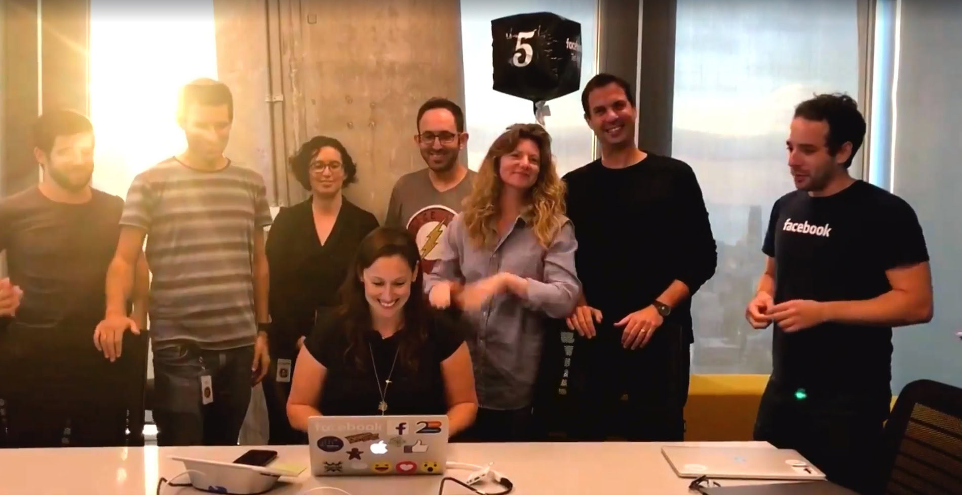 Photo of Tal Kellner and her team at the Facebook offices in London