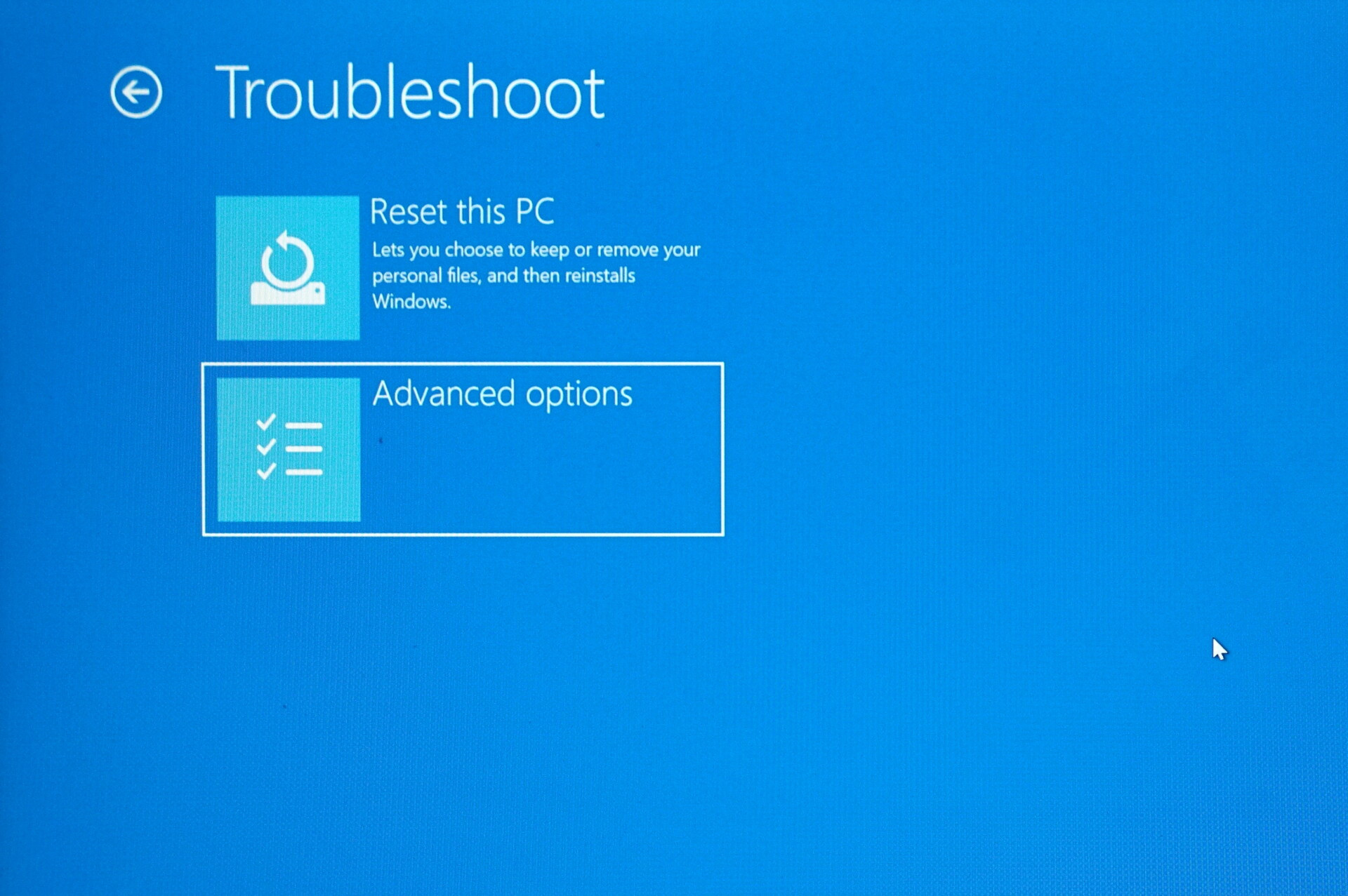 Windows 10 troubleshoot reset and advanced options - how to do a System Restore on Windows 10