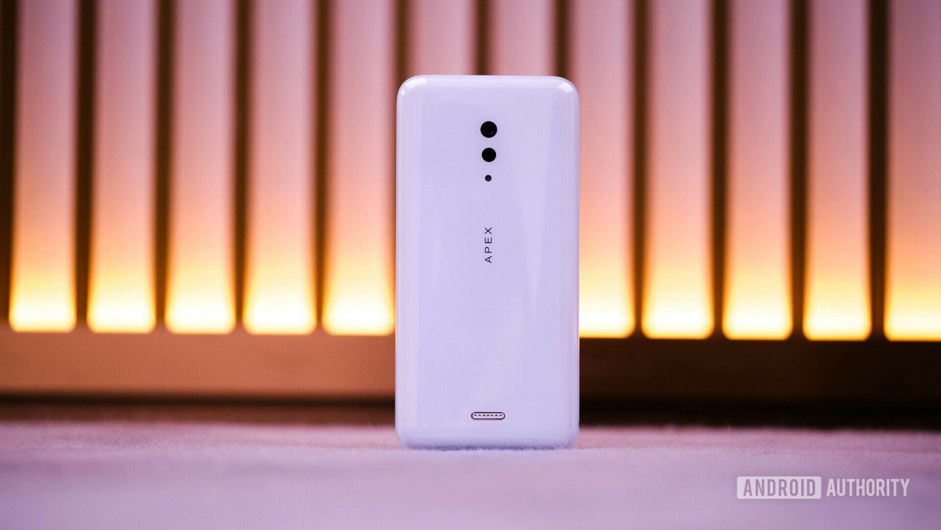 Back side of the vivo APEX 2019 Concept in white color.