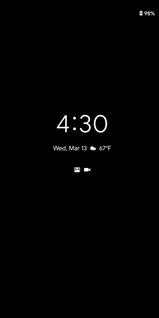 Screenshot of the always on lockscreen display on Android Q developer preview