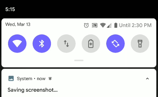 Screenshot of the android q notification bell