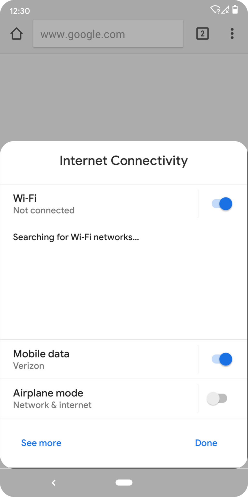 android q connectivity settings in apps