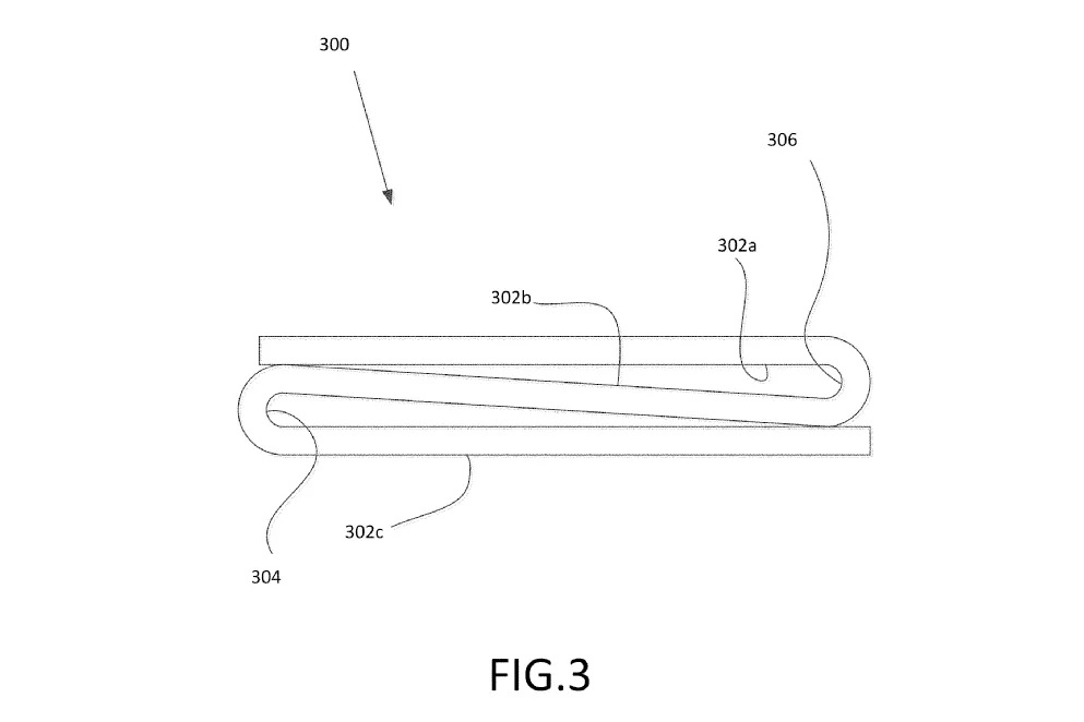 A Google folding device patent showing a product in a Z-fold shape.