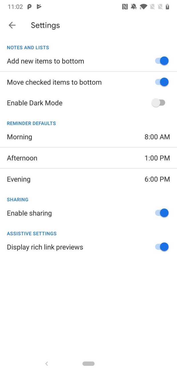 Dark mode in Google Keep, as captured by 9to5Google.