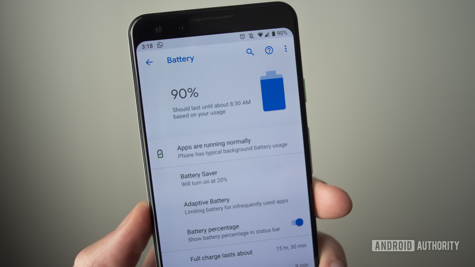 google pixel 3 battery details
