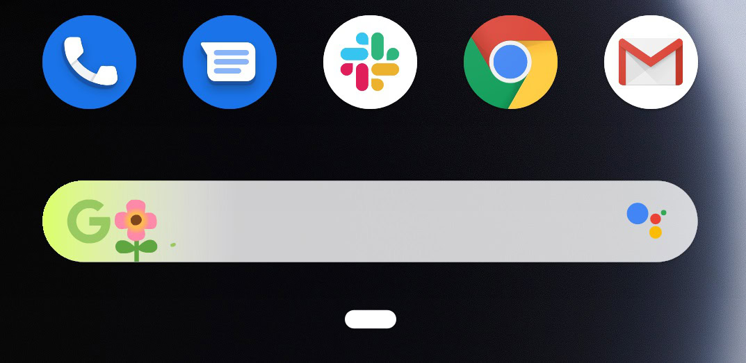 A screenshot of the bottom half of a Pixel phone showing a Google Doodle in the search bar area.