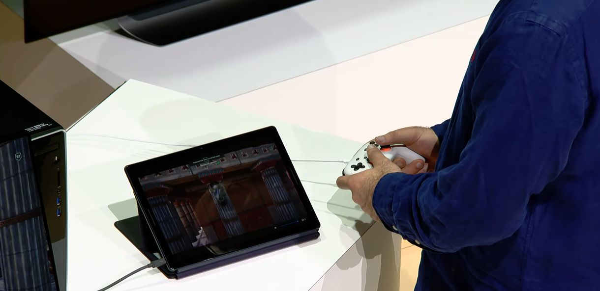 Google Stadia demo on a Pixel Slate tablet