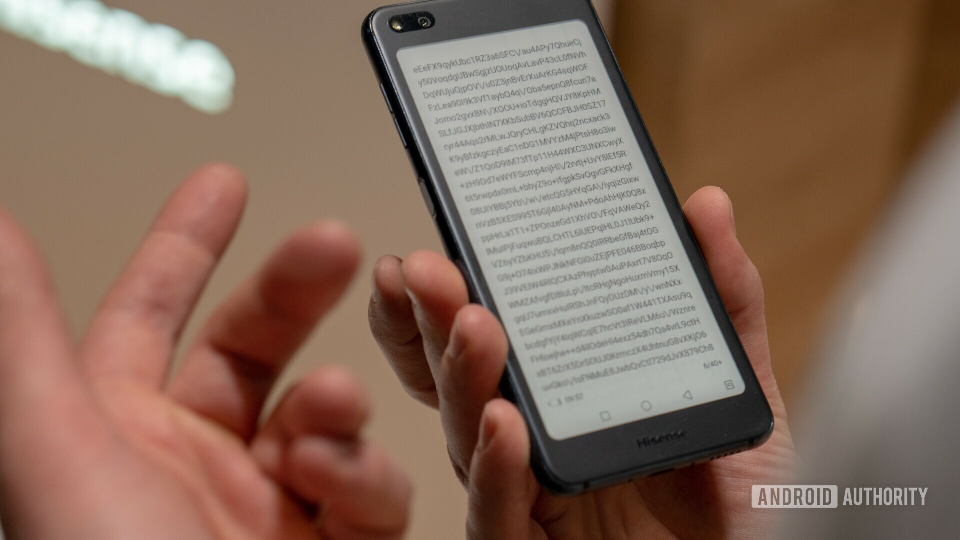 The HiSense A6 beeing used as an ebook reader.