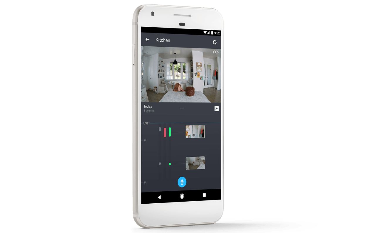 Screenshot of a phone with nest video history, a Nest Aware feature.