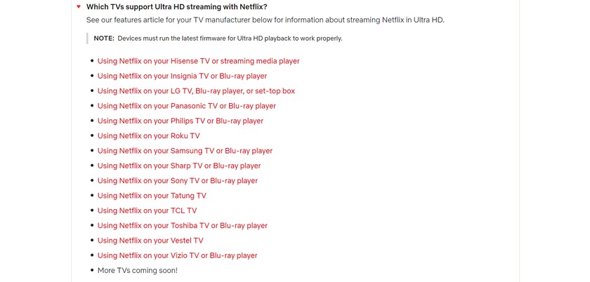 List of TVs that support Netflix 4K Ultra HD
