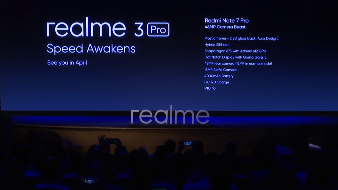 A teaser for Realme 3 Pro, with the Redmi Note 7 Pro specs.