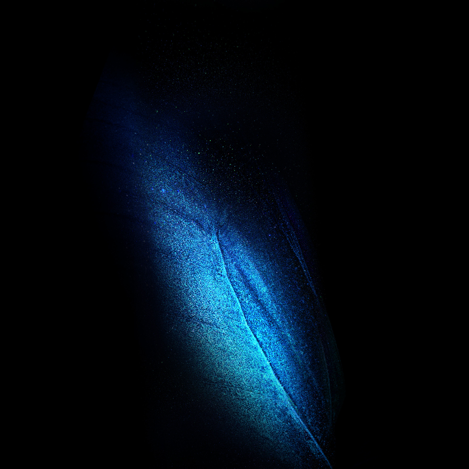 Samsung Galaxy Fold butterfly wallpaper in blue with one wing.