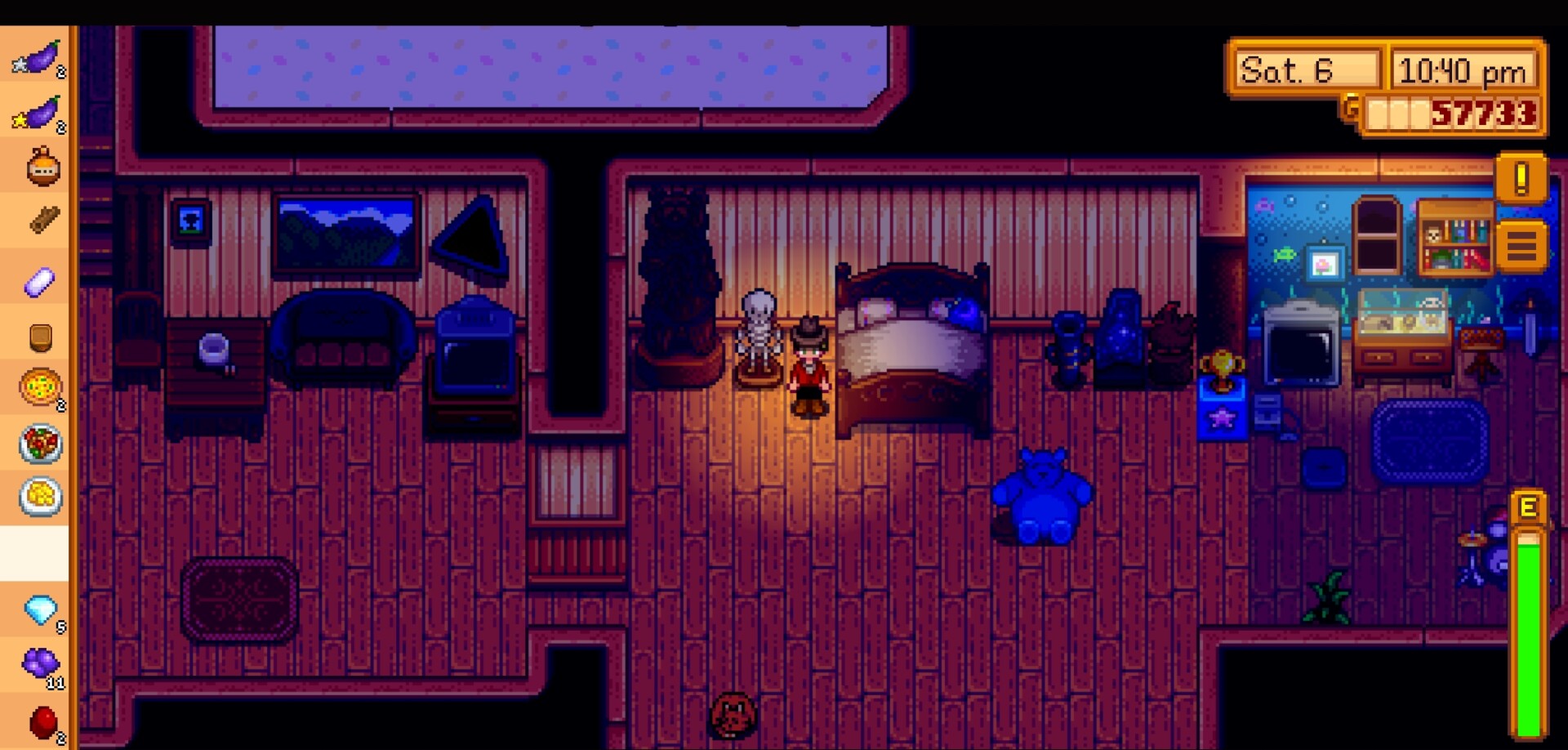 Stardew Valley tips house at night