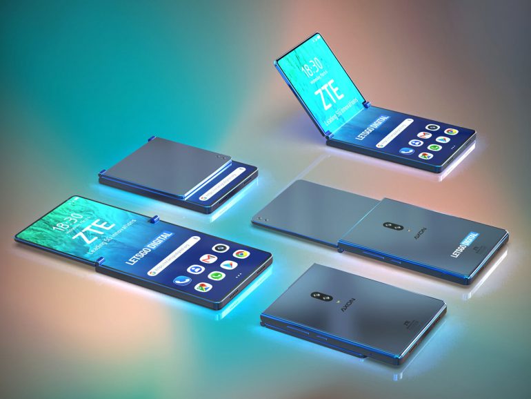 ZTE patent shows clamshell foldable phone that doesn't quite fold in half