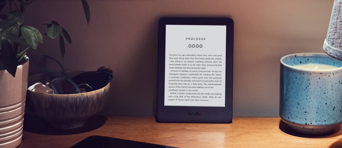 Amazon Kindle e-reader on a table