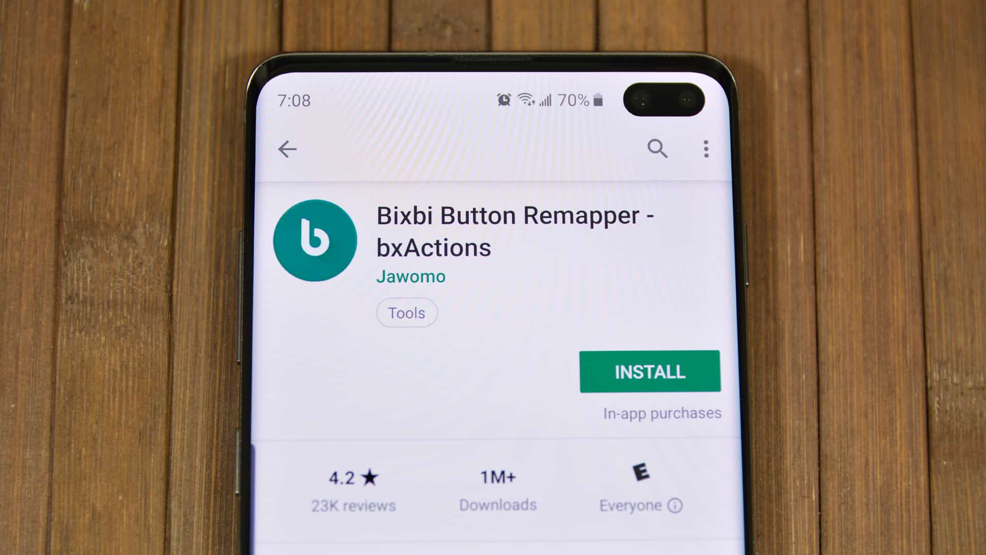 A photo of Bixbi Button Remapper app from the Google Play Store