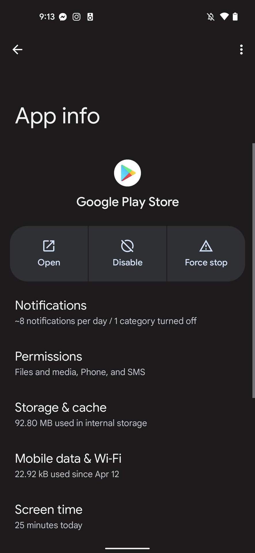 Clear Google Play Store storage 3