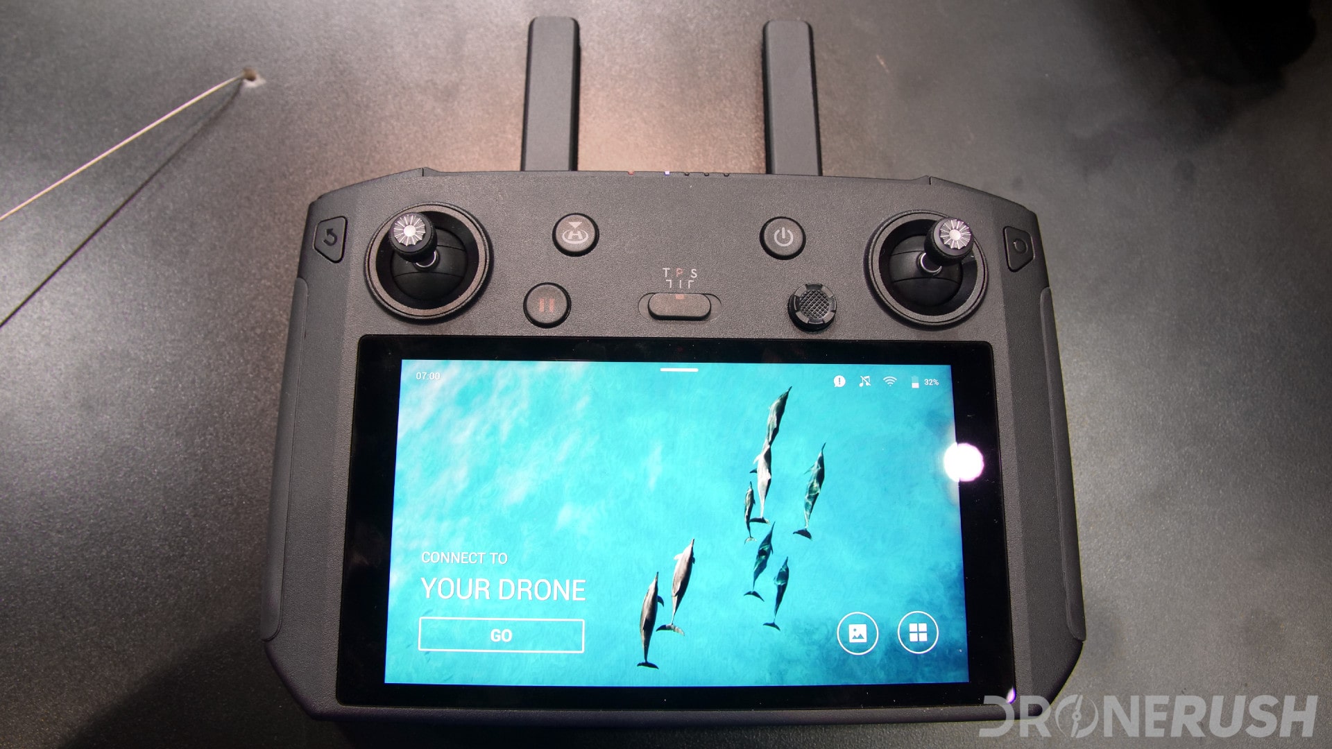 DJI Inspire 2 controller with screen and drone app. DJI smart remote controller.