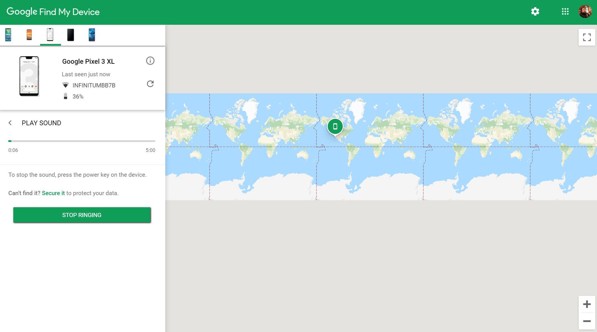 Android device manager setup screen