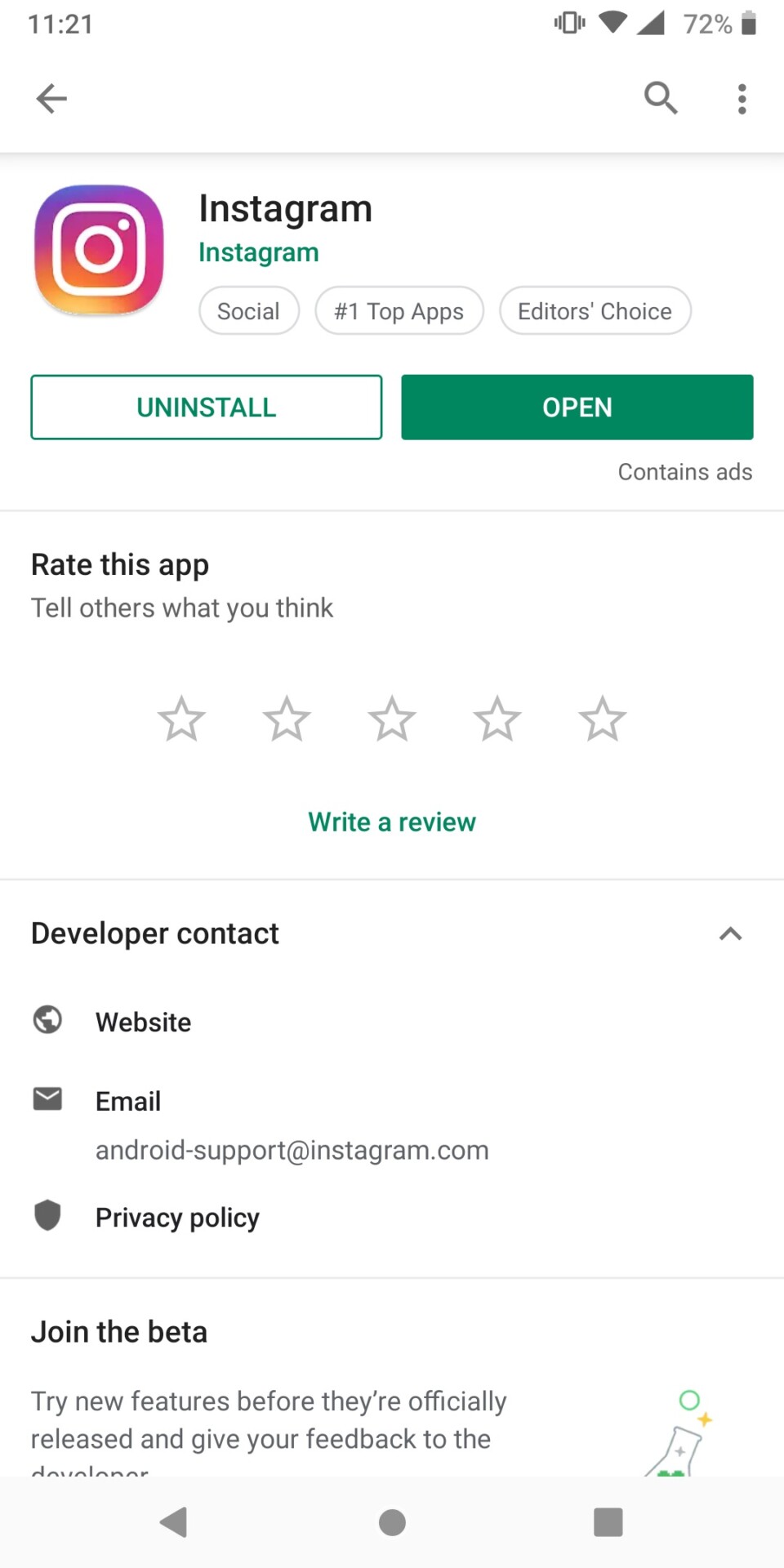 Google Play Store uninstall app