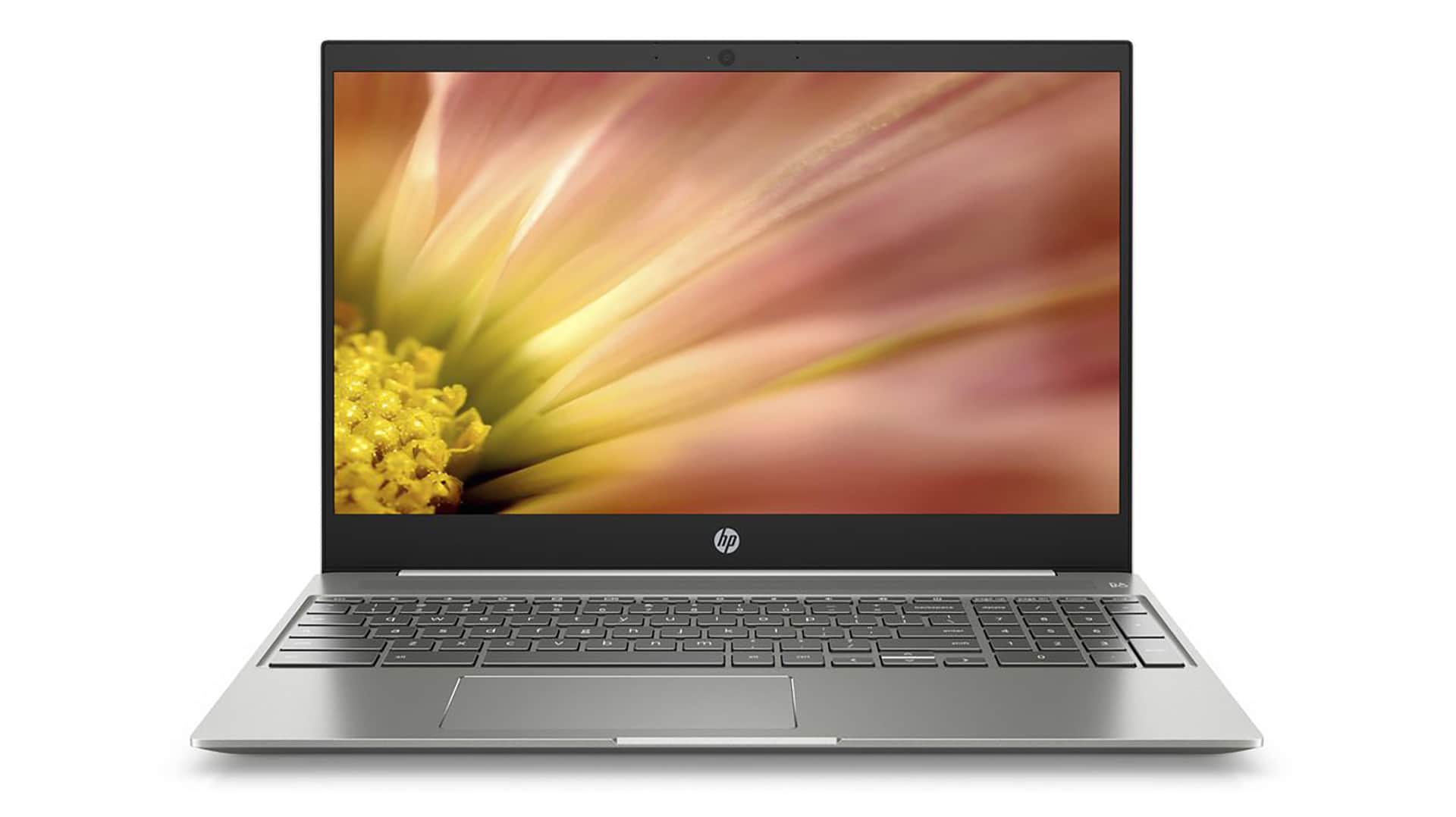 A promotional image of the HP Chromebook 15, HP's first 15-inch Chromebook.