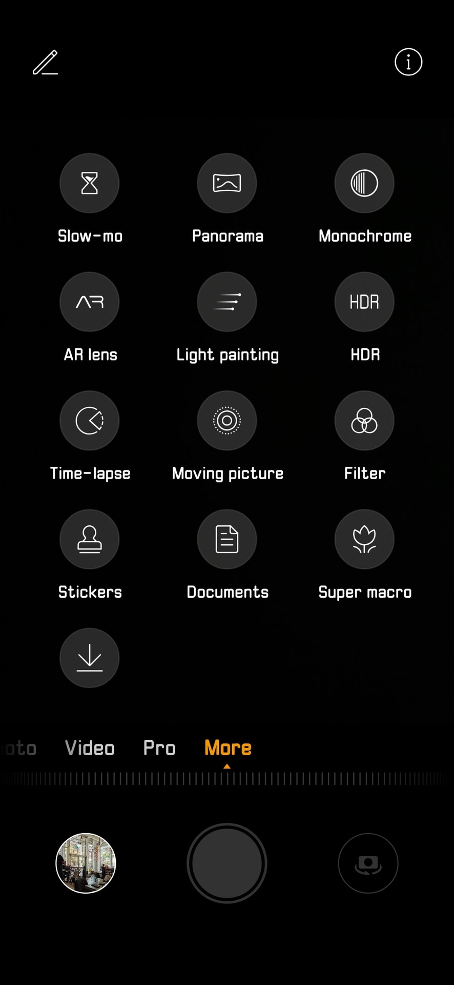 HUAWEI P30 camera app more mode