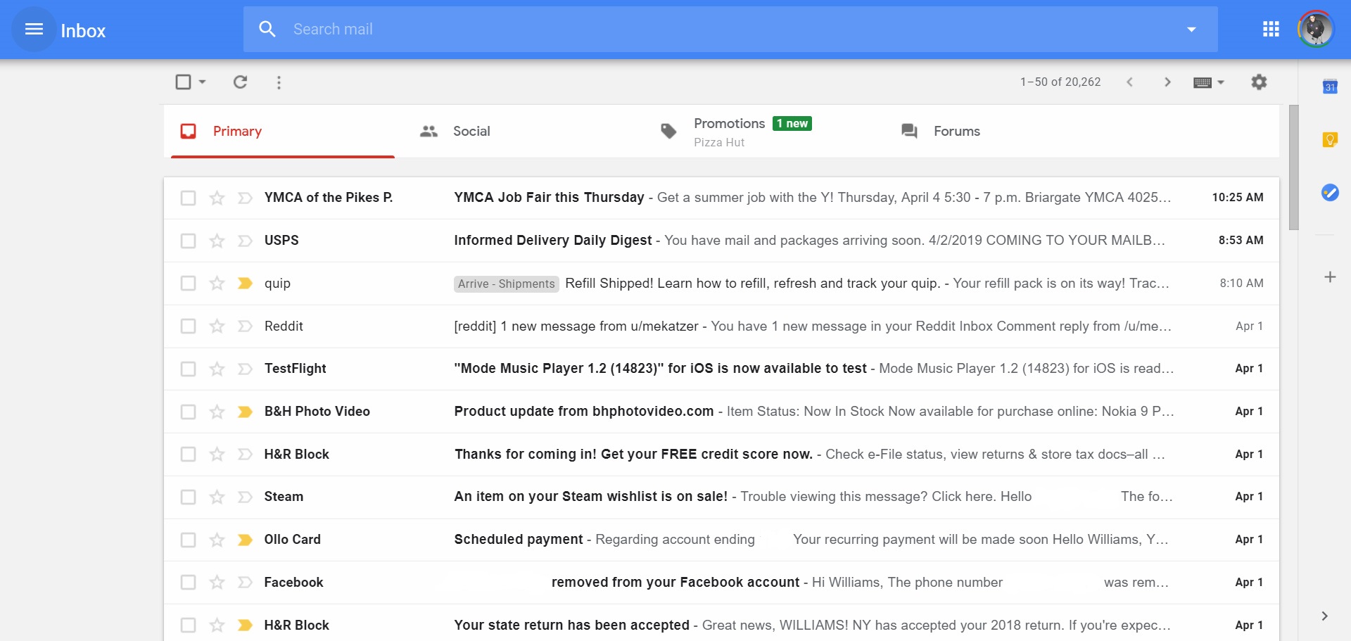 A screenshot of the Inbox Theme by Gmail Chrome extension.
