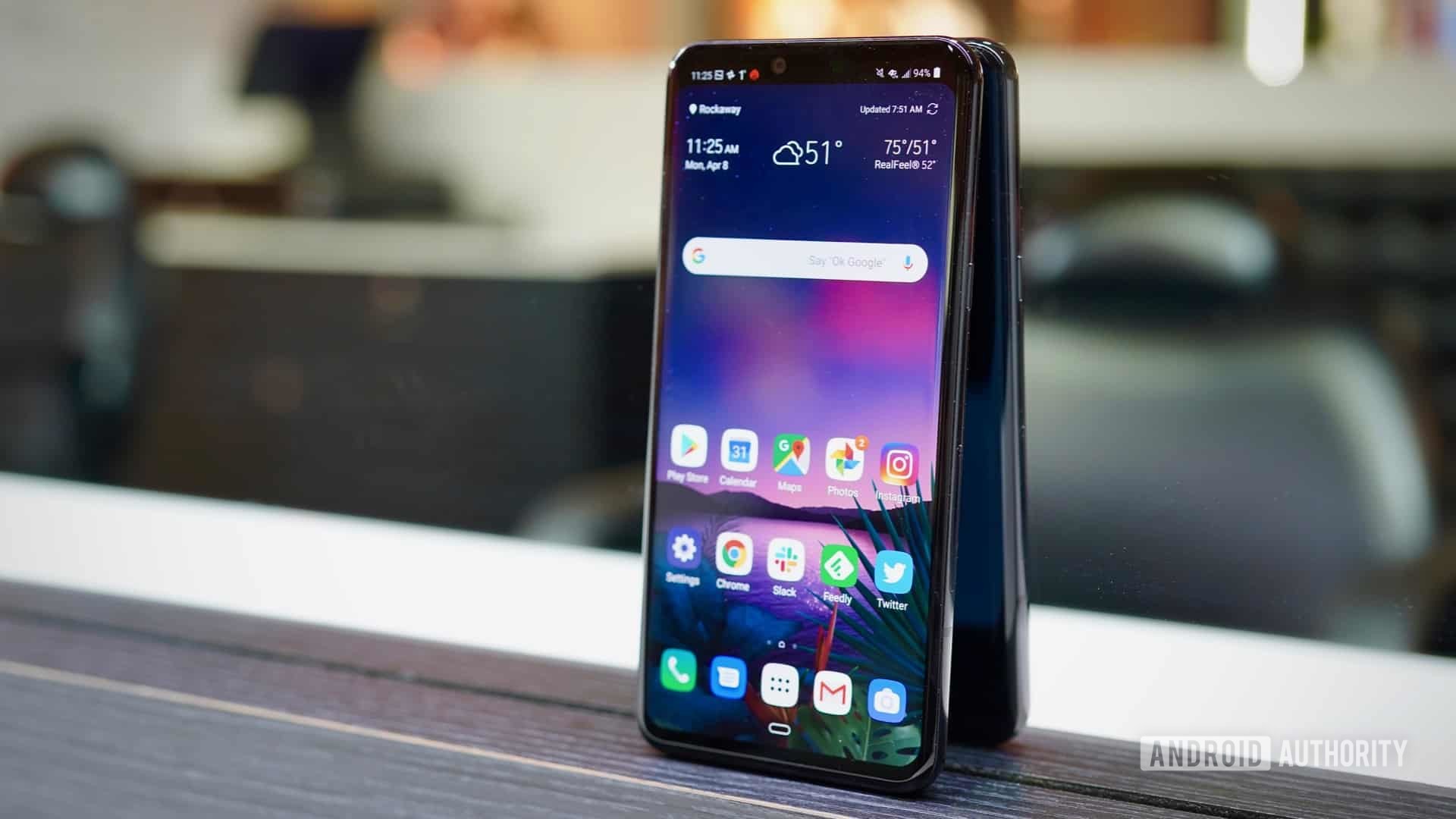 LG G8 ThinQ Review against mirror