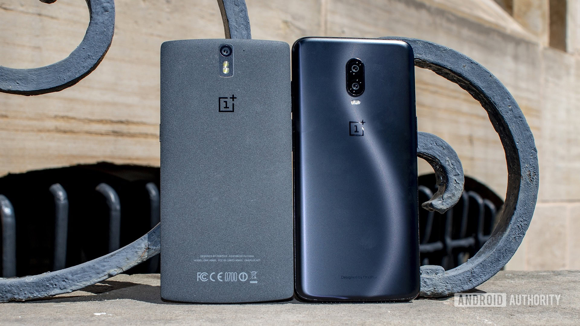 The OnePlus One and the OnePlus 6T side by side.