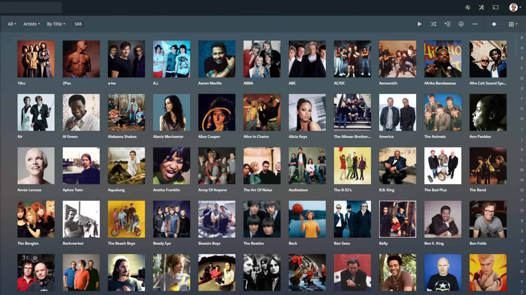 A screenshot of what the Plex music interface looks like on desktop.