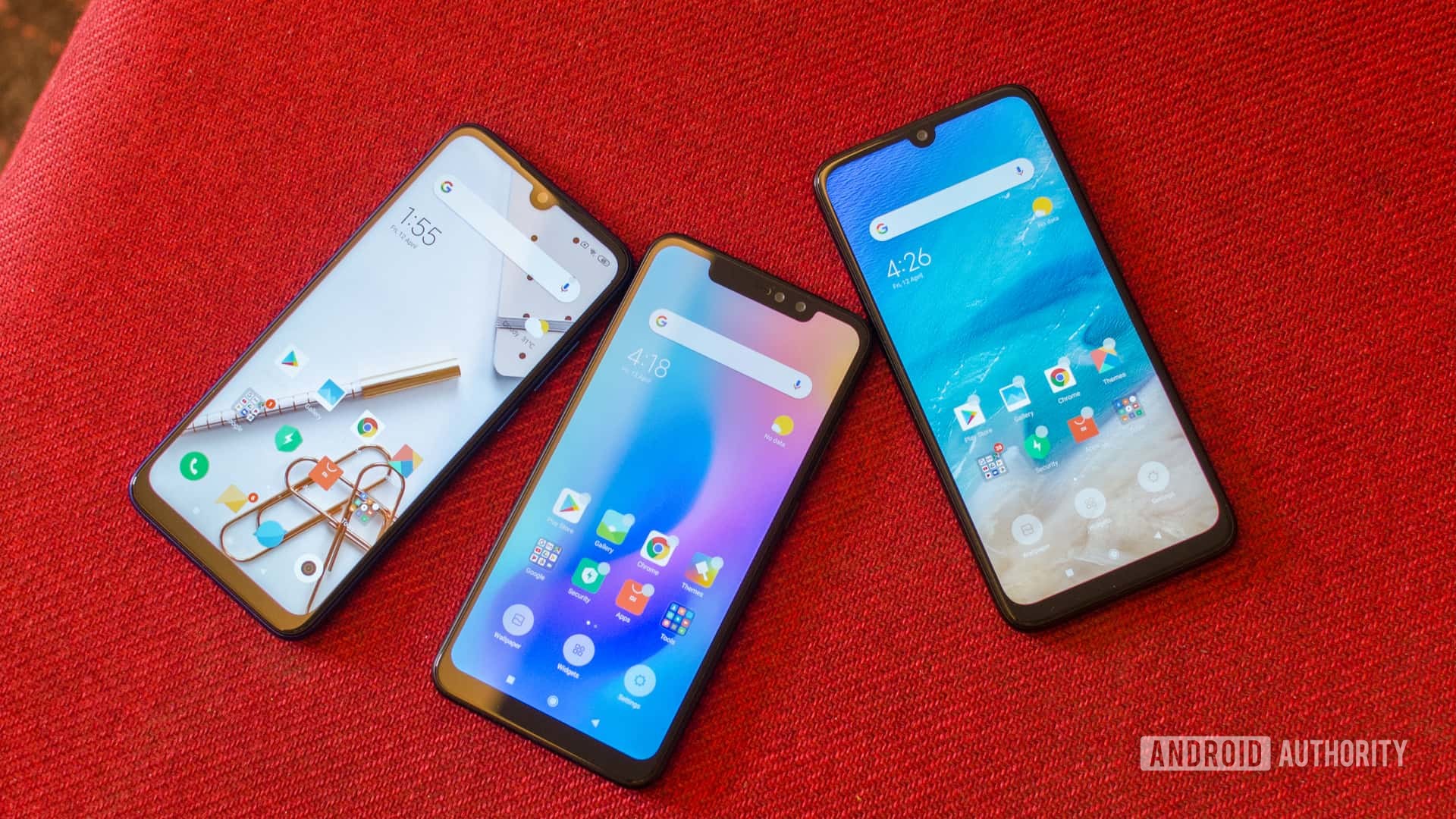 Redmi Note 6 Pro vs Note 7 vs Note 7 Pro front of the phones