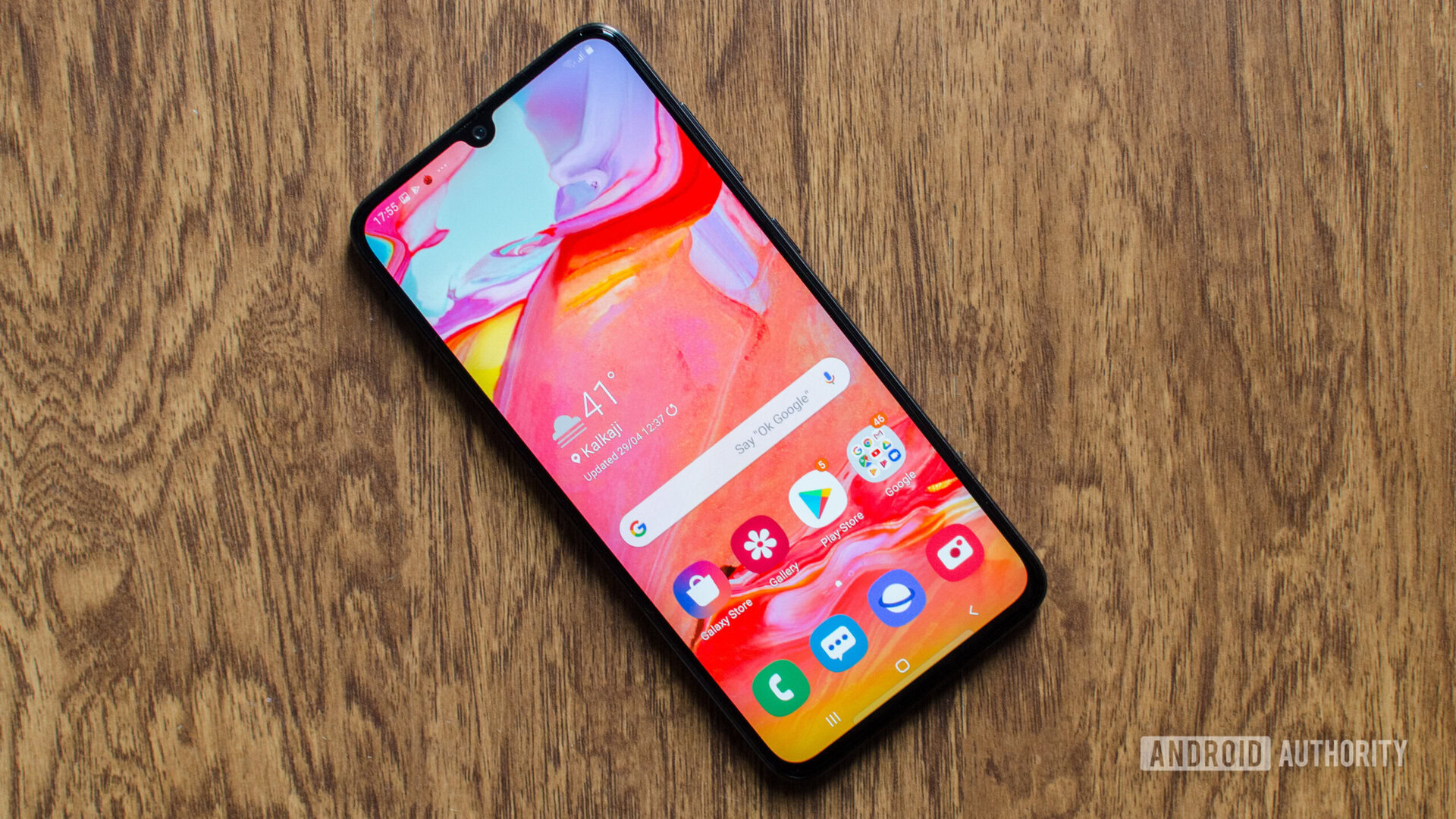 Samsung Galaxy A70 showing display