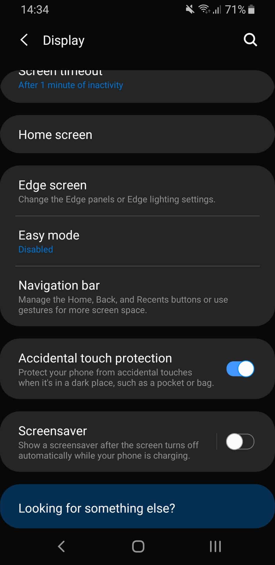 Display settings in Samsung One UI.