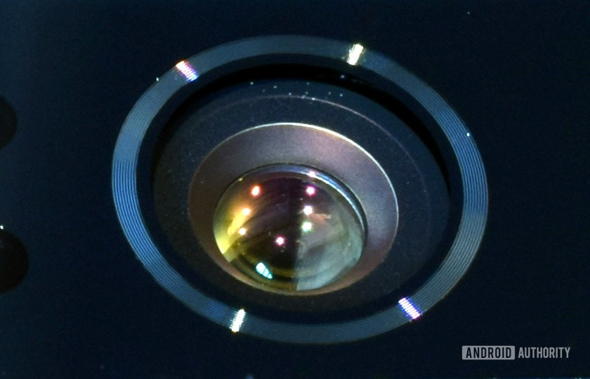 Super macro shot of a smartphone camera lens