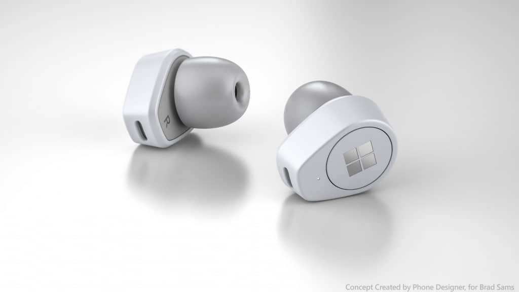 Microsoft Buds render on white background, AirPods competitor.