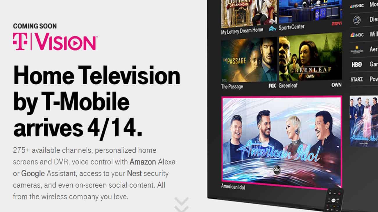 Promotional graphic for T-Mobile TVision, its cable alternative.