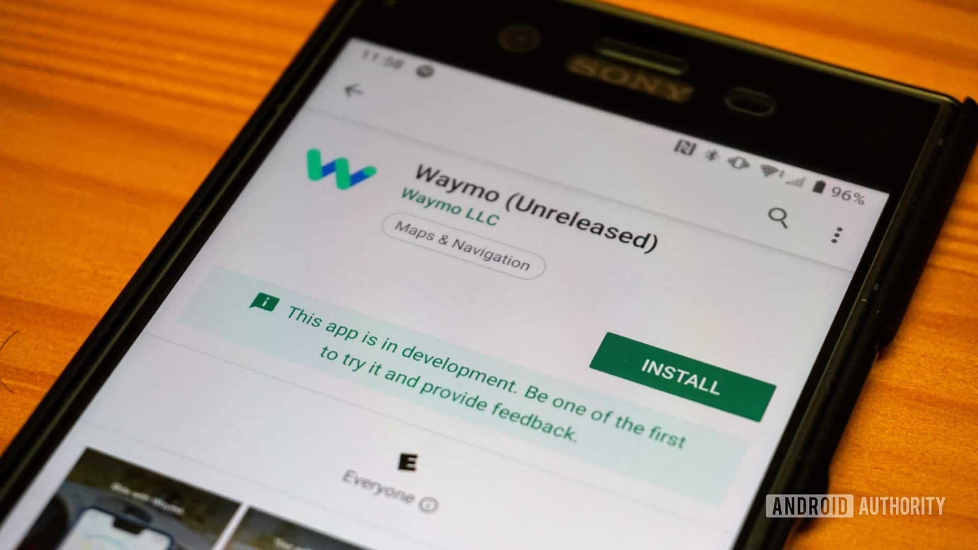 The Waymo app on the Google Play Store.