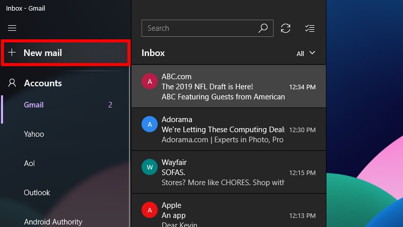 Windows 10 Create New Mail